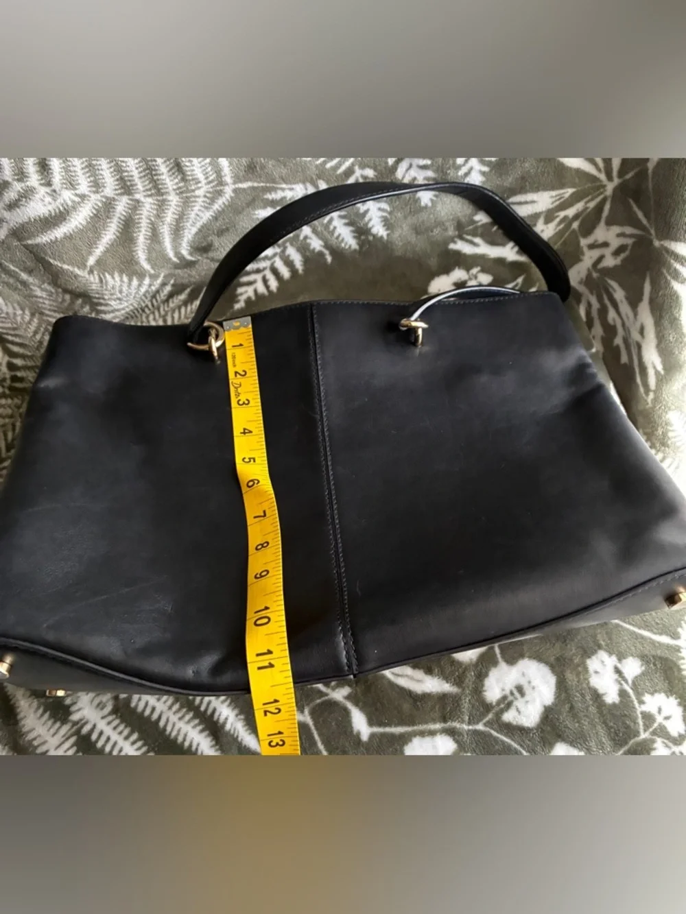 Michael Kors Black Leather Tote with Gold Chain Handles